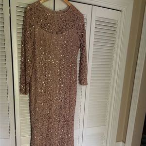 David’s bridal rose gold lace sequin mother of the bride dress